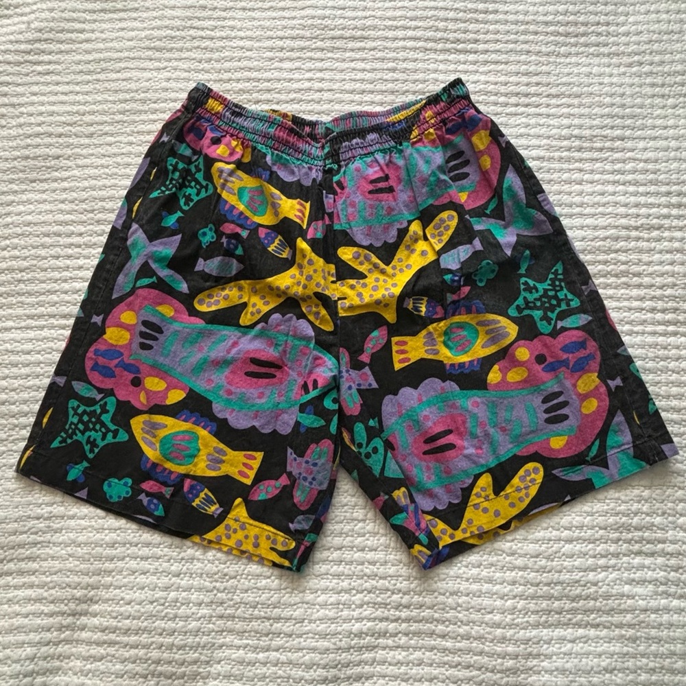 Corfu Swim Trunks Size Large Men’s Multi Colour Snazzy Shorts Vintage 80’s